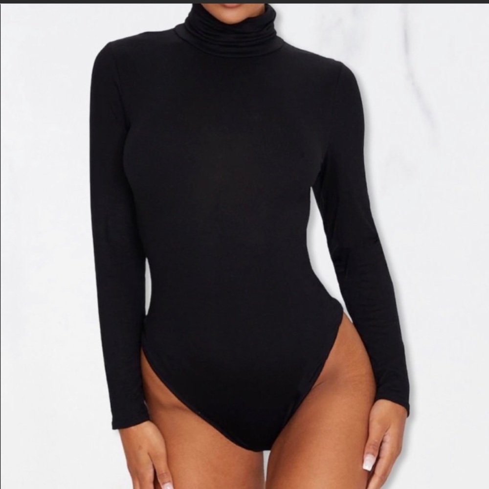 Basic Black Turtleneck Long Sleeve Bodysuit